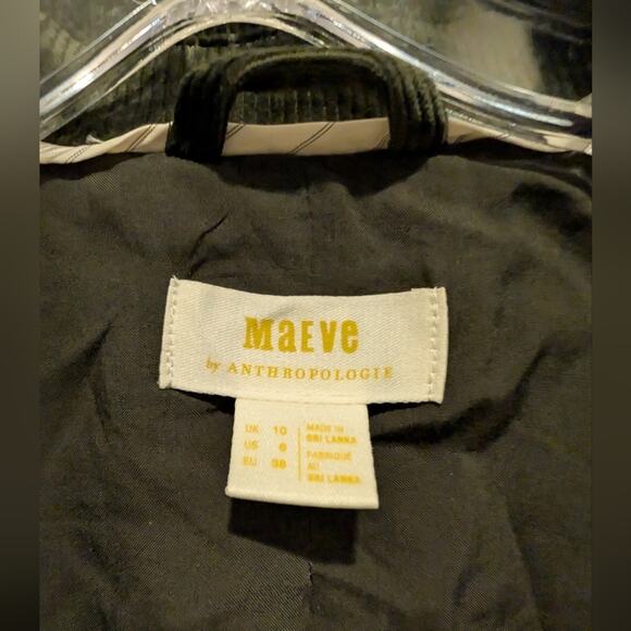 Anthropologie Maeve Corduroy Dark Green Double-Breasted Blazer Size 6 - Picture 4 of 8